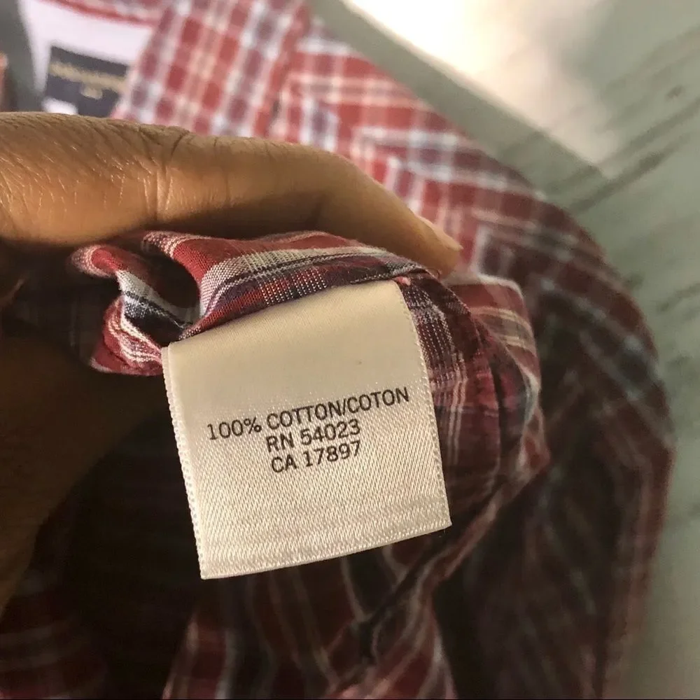 Banana Republic Classic Plaid Poplin Long Sleeve Button-Down Dress Shirt Size M